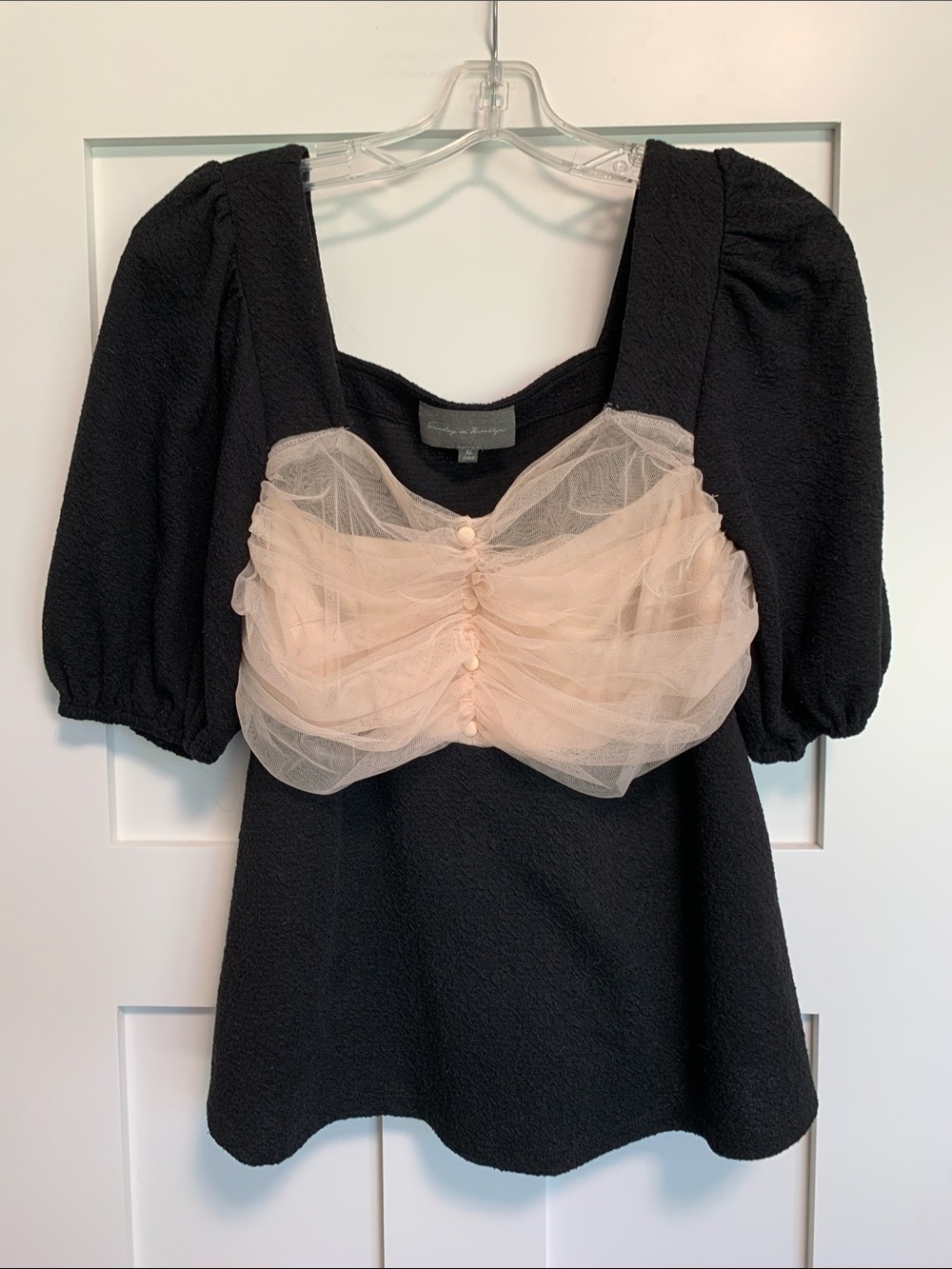 Sunday in Brooklyn Black Top with Blush Sheer Accent